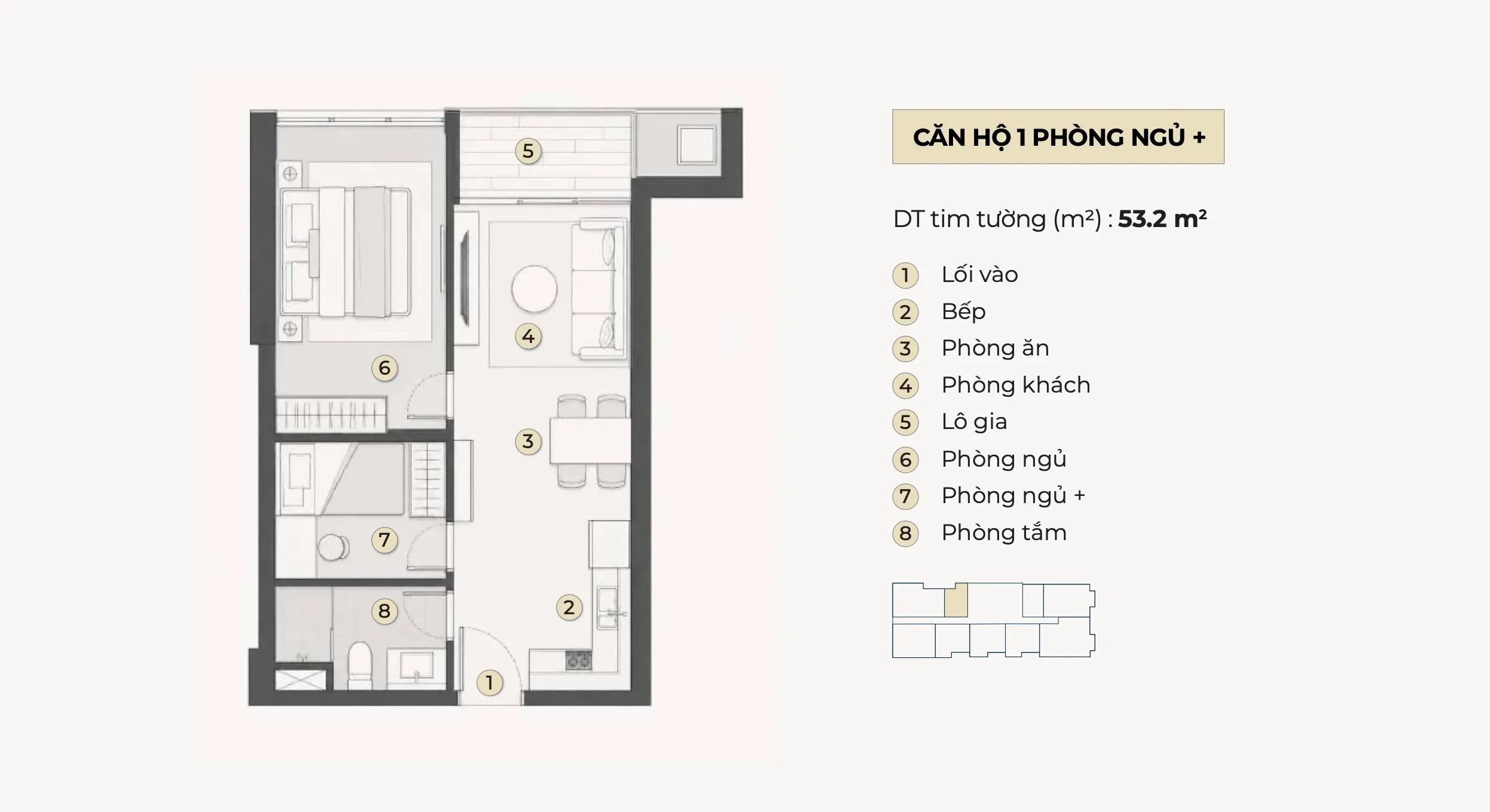 Layout căn hộ 1PN Lancaster Lincoln Trung Thuỷ Quận 4 phương án 1