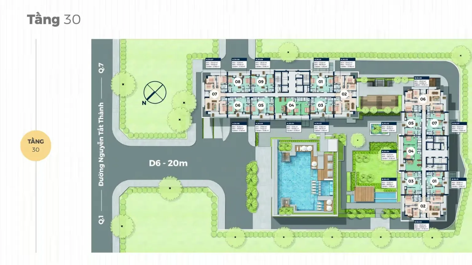 Mặt bằng tầng 30 Lancaster Lincoln Trung Thuỷ Quận 4